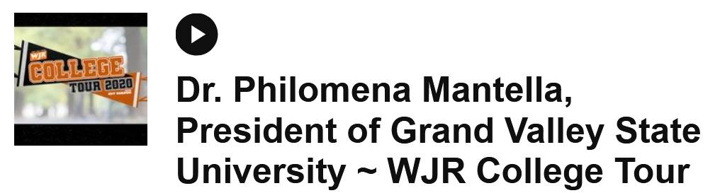 A screenshot of President Mantella's appearance on WJR College Tour podcast